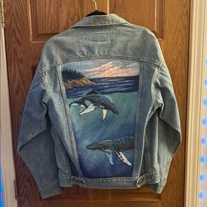 Levi's Denim Jacket with hand painted whales